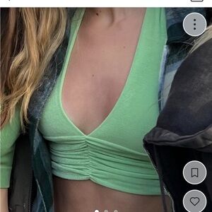 Green halter crop top